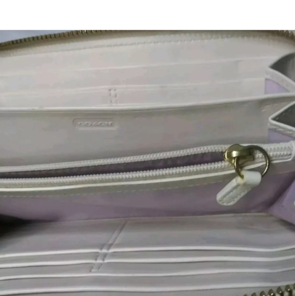 Vintage Coach Continental Zip Round Leather Wallet Organizer Almond & Beige - Picture 6 of 8